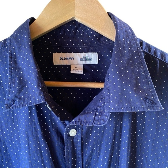 Men’s Old Navy Cotton Short-sleeve Button-down Shirt Navy Blue Size XXL - Picture 2 of 11